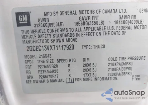 2007 Chevrolet Silverado 1500 Classic Ls z USA, uszkodzony, nr VIN 2GCEC13VX71117920